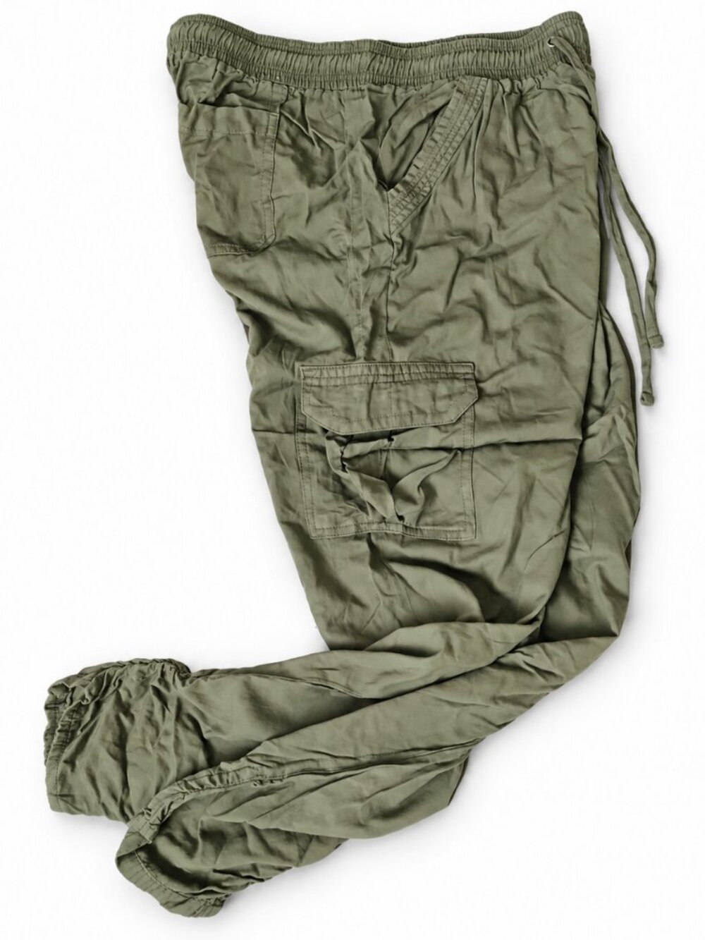 Rewash Olive Green Rayon Cargo Jogger Pants – Large